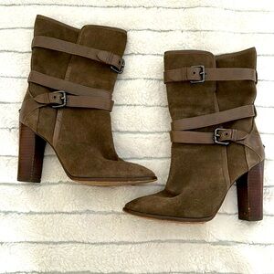 Coach army green heeled boots- size 7